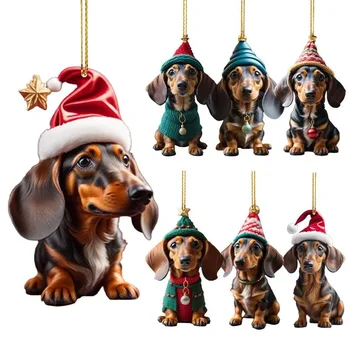 Украшения для рождественской елки, подвески в форме таксы и собаки для дома, рождественские украшения, Рождественские подарки на Новый год, Рождественская собака