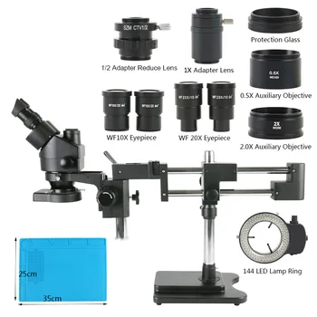 Обнаружен Штатив с Двойной Стрелой 3.5X 90X 180X Zoom Simul Focus Trinocular Stereo Microscope Для Промышленной Лаборатории Пайки печатных Плат