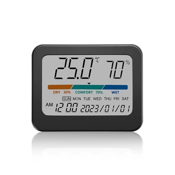 Внутренний Термометр-Гигрометр: Датчик Комнатной температуры, Монитор влажности Для Дома, Подставка для ног, Индикатор комфорта Воздуха, Время, Дата Прочный