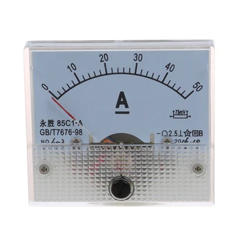 85C1 DC 0-50A Прямоугольный аналоговый панельный амперметр