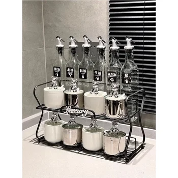 Роскошный серебряный набор кастрюль для приправ кухонный керамический солончак для приправ масла, соли, соуса, уксуса в бутылках и банках комбинированная приправа