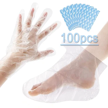 100 шт. прозрачных одноразовых сумок для рук и ног, СПА-чехлов для детоксикации, педикюра, предотвращающих инфекцию, Удаляющих потрескавшиеся ноги, Перчаток для ухода за руками