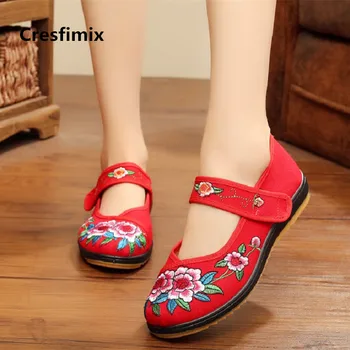 Женская модная Противоскользящая обувь с круглым носком и цветочным рисунком, женская крутая уличная обувь, Китайская традиционная танцевальная обувь Zapatos E2033