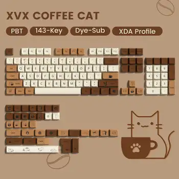 XVX Coffee Cat 143 Клавиши XDA Profile Сублимация Красителя PBT Keycap для Игровой Клавиатуры 60% 65% 75% 100% Cherry Gateron MX Switches