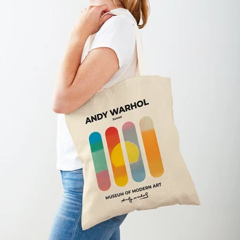 Энди Уорхол, томатный суп, банановые цветы, Женская сумка для покупок, двусторонняя сумка-тоут, художественная повседневная Холщовая женская сумка для покупок
