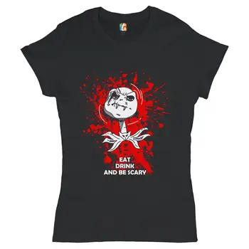 Ешь, пей и будь страшным, женская футболка для вечеринки в честь Хэллоуина с кровавым вампиром