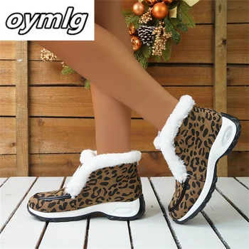 Осенью и зимой 2023 года Новые модные короткие ботинки с плюшевыми снегоступами и высокими кроссовками с леопардовым рисунком