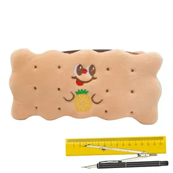 Креативный пенал Милый забавный чехол для ручек с печеньем, плюшевая сумка для карандашей в форме печенья, кошелек большой емкости, сумка для ручек, школьная сумка