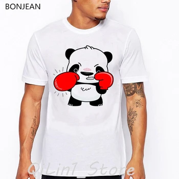 Забавные футболки с принтом животных из мультфильма Boxinger Panda, Летний топ, мужская Белая футболка, мужская футболка Homme Camisetas Hombre