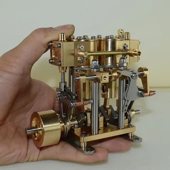 10-кубовые двухцилиндровые модели паровых двигателей, копирующие Полностью медные паровые двигатели ручной работы (для моделей судов длиной корпуса 100-150 см)