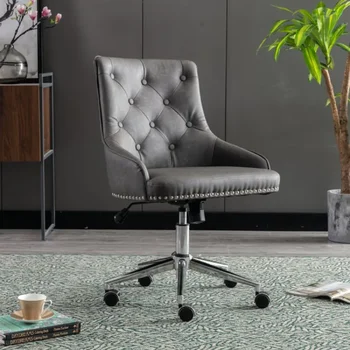 Современный бархатный тканевый материал, Вращающийся по высоте стул для домашнего офиса С позолоченными металлическими ножками, Универсальная мебель на колесиках