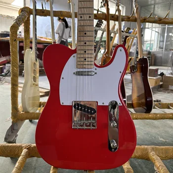 Электрогитара Tele, 1967 Красного цвета, корпус из красного дерева, кленовый гриф, Серебряные аксессуары, 6-струнная гитара, бесплатная доставка