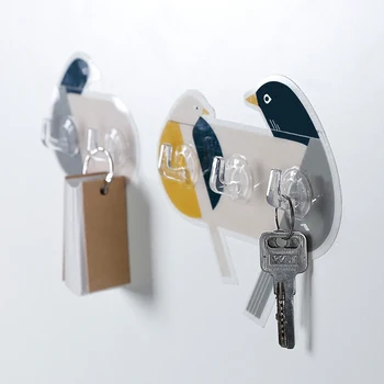 Креативный крючок для ключей с птицей, Бесшовные липкие крючки для хранения, Ванная Комната, Кухня Без гвоздей, Настенная дверная вешалка, Органайзер для мелочей, Крючки для мелочей