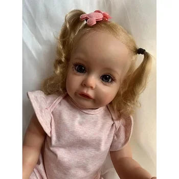 55-сантиметровое Полное Силиконовое Тело Sue-sue Reborn Baby Princess Doll, Реалистичная Ручная 3D-Роспись Кожи с Закрученными Волосами, Может принимать Ванну