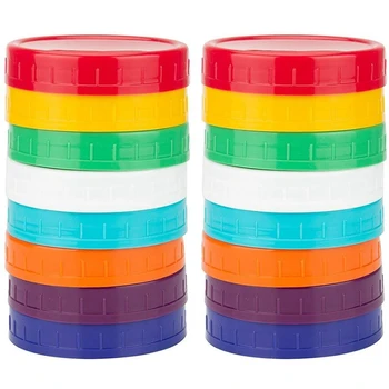 16 упаковок пластиковых крышек для банок - Цветные крышки для банок на 100% совместимы с банками Ball Kerr Wide (с широким горлышком)