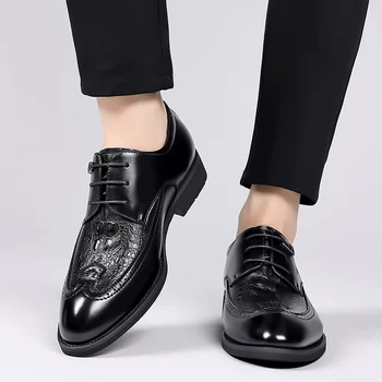 Новые Роскошные Брендовые Лоферы, Мужская обувь Коричневого, Черного цвета, на шнуровке, с перфорацией типа 