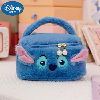 Disney Stitch, сумка для хранения косметики большой емкости, портативная плюшевая сумка с мультяшным рисунком, дорожная косметичка для женщин