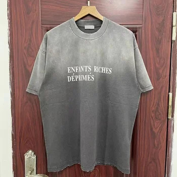 Негабаритная футболка в винтажном стираном стиле с буквенным принтом ERD Для мужчин и женщин, высококачественная хлопковая футболка Destroy с коротким рукавом