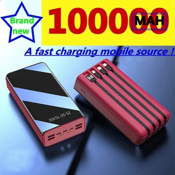 2023 Новый Power Bank 100000mAh TypeC Micro USB с быстрой зарядкой Power Bank со светодиодным дисплеем Портативное внешнее зарядное устройство для планшетов