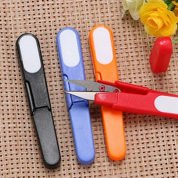U-образные ножницы для вышивания крестиком Цветные пластиковые ножницы для лески с защитным чехлом ручные инструменты