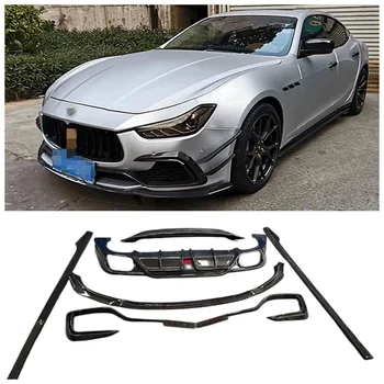 Для Maserati Ghibli 2014 2015 2016 2017 Настоящий Карбоновый Бампер Для Передней Губы Ветровой Нож Задний Диффузор Спойлер Боковая Юбка Протектор