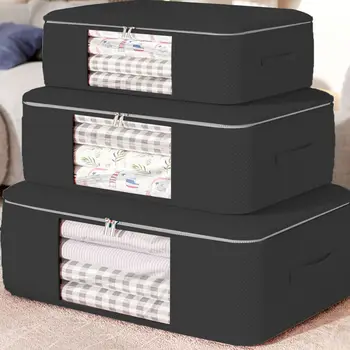 Сумка для хранения под кроватью большой емкости, складные ящики под кроватью с усиленными ручками и прозрачным окном для одежды