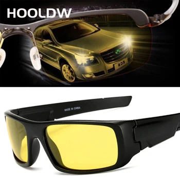 HOOLDW Высококачественные очки ночного видения Мужские поляризованные Солнцезащитные очки Желтые линзы Для ночного вождения Солнцезащитные очки с антибликовым покрытием Oculos