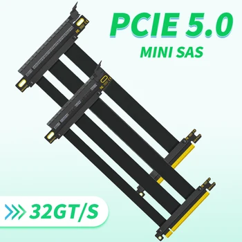 Черный PCI-E PCIE 5.0 x16 Extreme High Speed Riser Cable, PCI Express 16x Gen4, Прямой Разъем для подключения Графического процессора 10-100 см