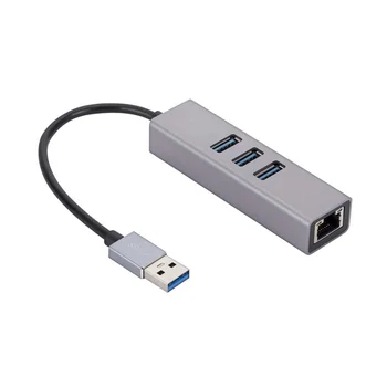 Гигабитная сетевая карта USB из алюминиевого сплава, 3-портовый концентратор 3.0 USB на гигабитную сетевую карту RJ45 Ethernet