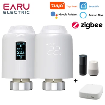 Tuya Smart ZigBee Термостат Радиатор TRV Программируемый Термостатический привод Отопление Дистанционный регулятор температуры Alexa Google