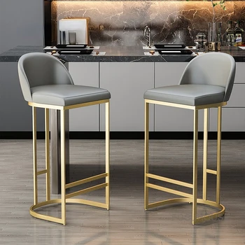 Роскошные домашние креативные золотые барные стулья для кухонной мебели, простой высокий барный стул, барные стулья с кожаной спинкой для отдыха