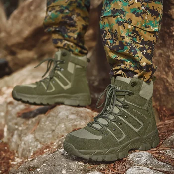 Удобные и износостойкие армейские ботинки для горных тренировок на толстой подошве для мужских ботинок с высоким кроем