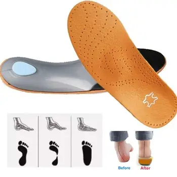 Ортопедические стельки для коррекции ног из мягкой искусственной кожи, Ортопедическое плоскостопие, Спортивная колодка для обуви, Стелька для обуви для мужчин