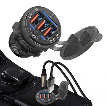 Адаптер для автомобильного прикуривателя Портативный 3-портовый USB-адаптер QC3.0 с переключателем, штекер для быстрой зарядки электронных устройств, GPS-камера