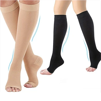 Компрессионные носки S-XXL Медицинские Для предотвращения варикозного расширения вен, Поддерживающий шланг без пальцев для женщин и мужчин, 1 Пара