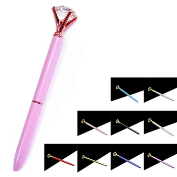 НОВИНКА-Шариковая ручка Kawaii, шариковая ручка из сплава с большим бриллиантом, черная сменная ручка, Модные школьные канцелярские принадлежности
