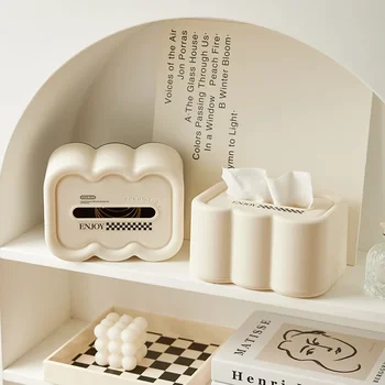 Креативное украшение для рабочего стола в декоративной коробке French Clouds Cream с черным фоном, настенный держатель для салфеток двойного назначения