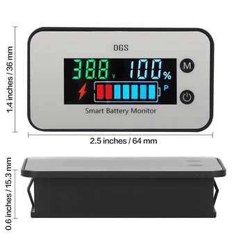 Измеритель емкости батареи постоянного тока 7-100 В 12 В 24 В 48 В Процент заряда батареи Индикатор напряжения и температуры Датчик 4 Стиля