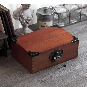 Прямоугольная Деревянная коробка Ретро Ящик для хранения Мелочей Органайзер Шкатулки для украшений Косметические Коробки Органайзер для хранения Контейнеры для хранения