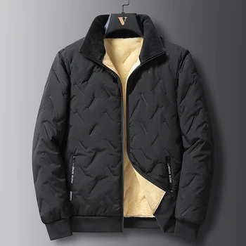 Мужская зимняя повседневная куртка из овечьей шерсти, толстые флисовые тепловые куртки, водонепроницаемая высококачественная модная свободная куртка-парка большого размера