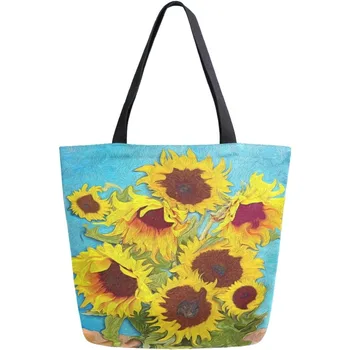 Сумка-тоут Sunflower, большая женская повседневная сумка через плечо, Многоразовая Многоцелевая сумка для покупок на открытом воздухе, пляжная водонепроницаемая
