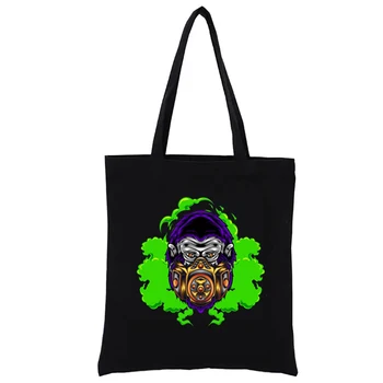 Горилла с противогазом 02 Totebag с графической печатью, забавная хозяйственная сумка, эко-сумки, женская сумка для покупок, женские сумки, тканый тотализатор