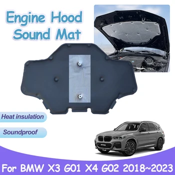 Звуковая Накладка Капота Двигателя для BMW X3 G01 X4 G02 xDrive 20d 2018 ~ 2023 Передняя Теплоизоляция Автомобиля Хлопок Огнеупорные Аксессуары Для Интерьера