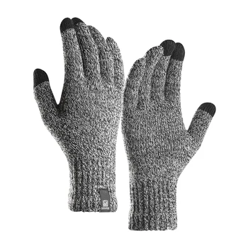 Зимние Вязаные Шерстяные перчатки с сенсорным экраном Мужские Теплые Короткие С плюшевой подкладкой Спортивные Велосипедные перчатки с полными пальцами