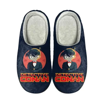 Домашние хлопковые тапочки Detective Conan на заказ, высококачественные Мужские женские плюшевые Модные повседневные Теплые ботинки для подростков, термоботинки