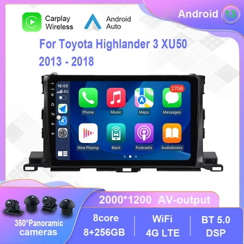Android 12.0 для Toyota Highlander 3 XU50 2013-2018 Автомобильный радиоприемник Мультимедийный видеоплеер Навигация стерео GPS Без 2din 2 din dvd