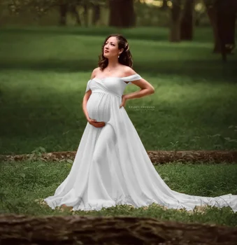 Кружевное платье для беременных, макси-платье с коротким рукавом и шлейфом, одежда для беременных, платье для беременных для фотосессии