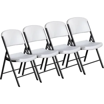 Складной стул премиум-класса Белый из 4 упаковок полиэстилена емкостью 500 фунтов коммерческого класса для конференц-зала, школы, дома, церкви