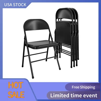 Стальной складной стул (4 комплекта), черный