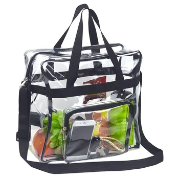 Прозрачная сумка-тоут с регулируемым плечевым ремнем и верхом на молнии, для безопасности стадиона, для путешествий и спортзала, прозрачная сумка, идеально подходящая для занятий спортом